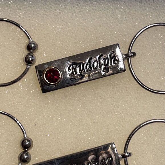 Liz Claiborne 6 Christmas Metal Wine Charms Santa's Reindeer NEW - Picture 6 of 7